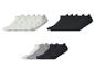 Trois paquets de chaussettes basses: blanches, noires et multicolores (blanc, gris, noir).