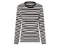 Un t-shirt à manches longues rayé noir et blanc.