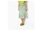 Robe et mules plateforme : jupe midi à imprimé géométrique vert et blanc.