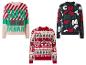 Trois pulls de Noël avec différents motifs de Noël.
