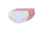 Trois paires de culottes pour femmes, une blanche et deux roses.