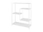 Une étagère blanche moderne avec quatre tablettes.