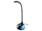 Lampe de bureau LED noire avec base lumineuse ambiante bleue et commande tactile
