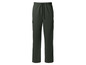 Pantalon cargo vert foncé avec élastique à la taille.