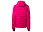 Une veste matelassée rose à capuche.