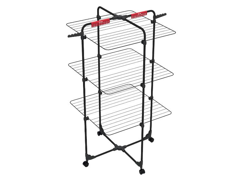 Séchoir à linge tour Vileda à 3 niveaux, noir et rouge