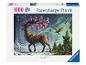 Un puzzle Ravensburger de 1000 pièces avec un cerf, des oiseaux et des papillons dans un paysage forestier.