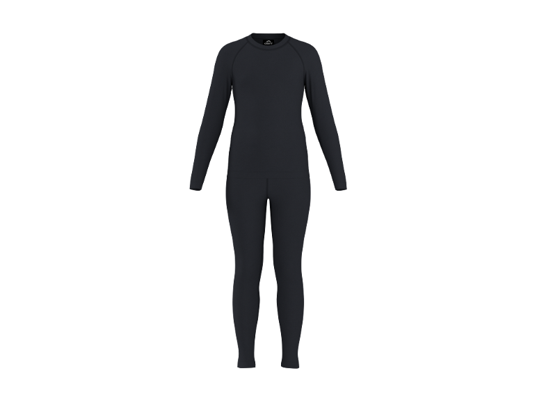Ensemble de sous-vêtements thermiques gris foncé à manches longues et leggings.
