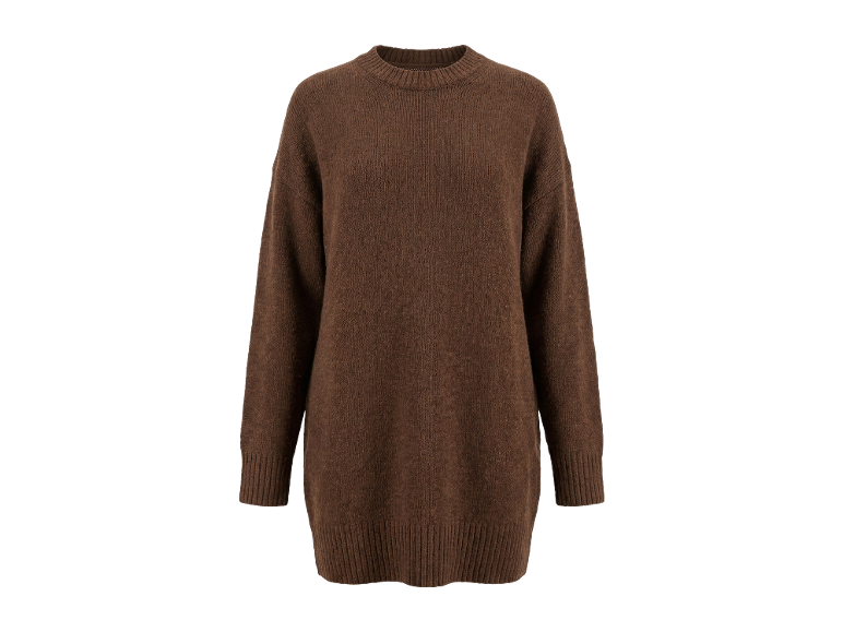 Robe pull en maille marron pour femme, coupe oversize