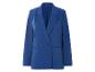 Blazer bleu à double boutonnage pour femme.