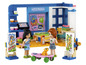 Ensemble Lego Friends avec deux figurines, un skateboard et un chevalet.