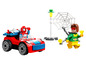 Voiture LEGO Spider-Man, toile d'araignée et figurines de Spider-Man et du Bouffon Vert.