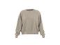 Sweat-shirt beige uni à manches longues et col rond.