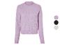 Pull violet à col rond et manches longues en maille torsadée