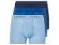 Trois boxers Livergy, bleu clair, bleu foncé et marine.