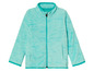 Une veste en polaire bleu clair zippée.