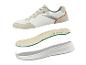 Des baskets blanches avec une semelle intérieure 'Sofraxx'.