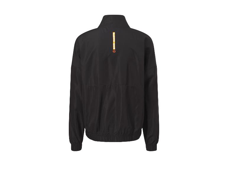 Veste noire zippée à col montant, style sportswear.