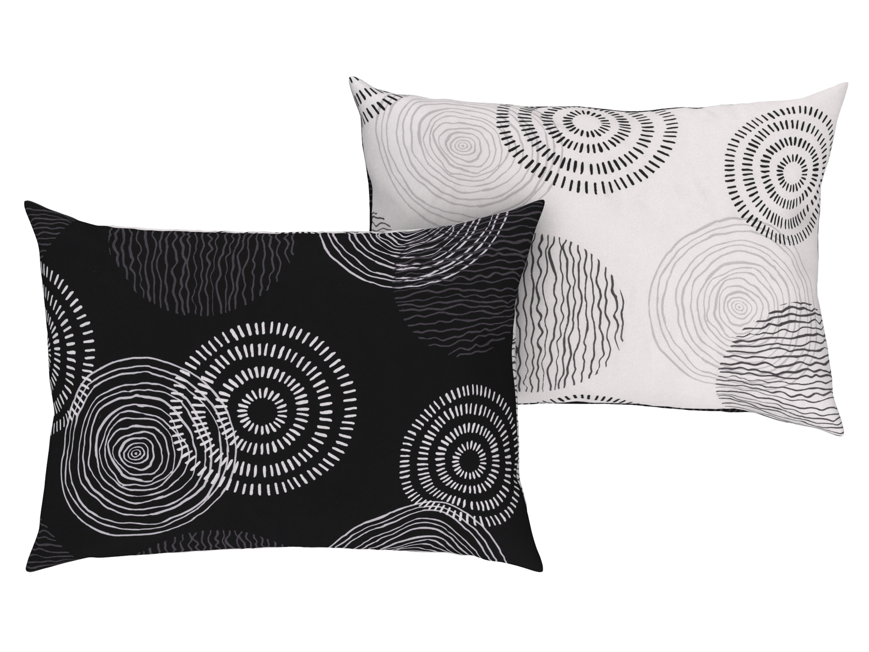 LIVARNO home Lot de 2 taies d'oreiller, 70 x 50 cm (blanc avec motif rétro)