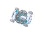 Robot nettoyeur de piscine : filtre et roues visibles.