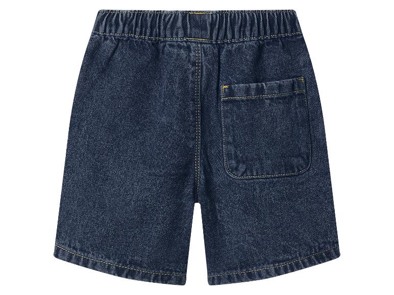 Short en jean bleu foncé avec taille élastique et poche arrière.