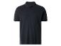Polo bleu foncé pour homme, à manches courtes et patte de boutonnage.