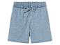 Shorts en jean bleu clair à taille élastiquée et cordon de serrage.