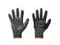 Gants de travail noirs PARKSIDE avec poignets orange, affichant les détails de certification.