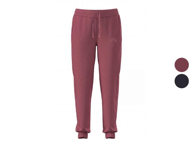 Pantalon de survêtement femme CRIVIT bordeaux, avec logo et deux options de couleur.