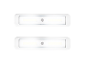 Deux lumières LED blanches sous les armoires.