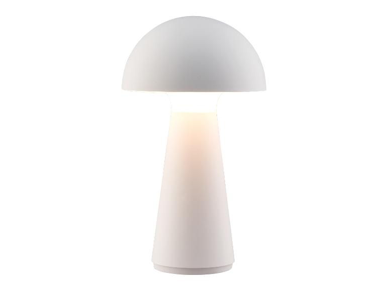Une lampe de table blanche en forme de champignon