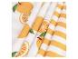 Tissus rayés et à motifs d'oranges.