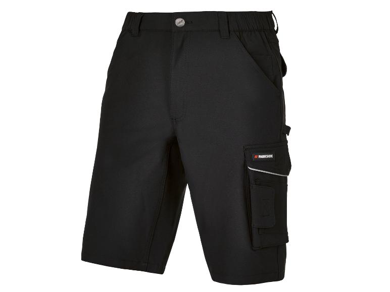 Short de travail noir avec logo Parkside et plusieurs poches.