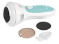 Une lime à pieds électrique Vitalmaxx avec des têtes abrasives interchangeables et une brosse.