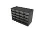 Organiseur de rangement noir avec plusieurs tiroirs transparents pour petites pièces.