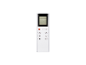 Télécommande de climatiseur blanche avec écran numérique.