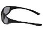 Lunettes de soleil de sport noires avec verres gris sur fond blanc.
