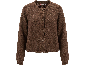 Gilet en maille marron pour femme avec boutons.