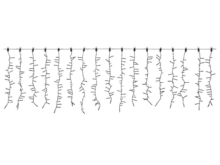 Guirlande lumineuse LED avec fils noirs et lumières blanches, sur fond blanc.