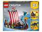 LEGO Creator 3 en 1 avec un bateau viking, un dragon et un loup