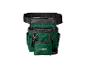 Ceinture porte-outils verte avec poches et boucle noire.