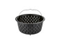 Un panier vapeur noir avec poignée pour une cocotte-minute.