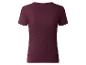 Vue arrière d'un t-shirt côtelé à manches courtes pour femme de couleur bordeaux.