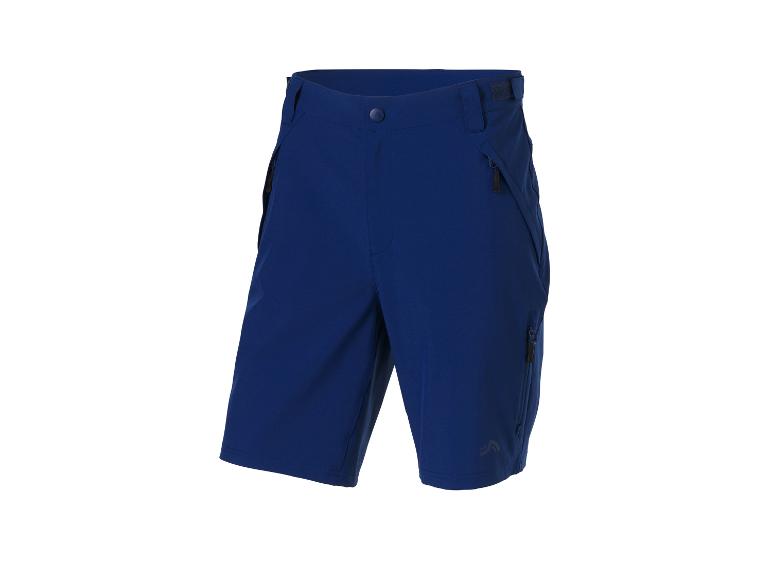 Short homme bleu foncé avec poches zippées et taille ajustable.