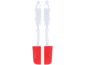 Deux spatules en silicone rouges avec des manches blancs.
