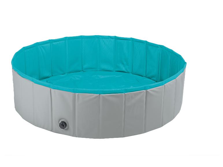 Piscine pliable pour animaux de compagnie, grise et turquoise