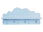 Une étagère bleue avec un design en forme de nuage et quatre boutons.