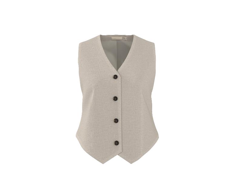 Gilet femme en lin beige avec boutons marron