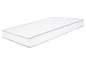 Un matelas blanc avec un bord gris.
