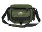 Sac de pêche Crivit vert olive avec plusieurs compartiments.
